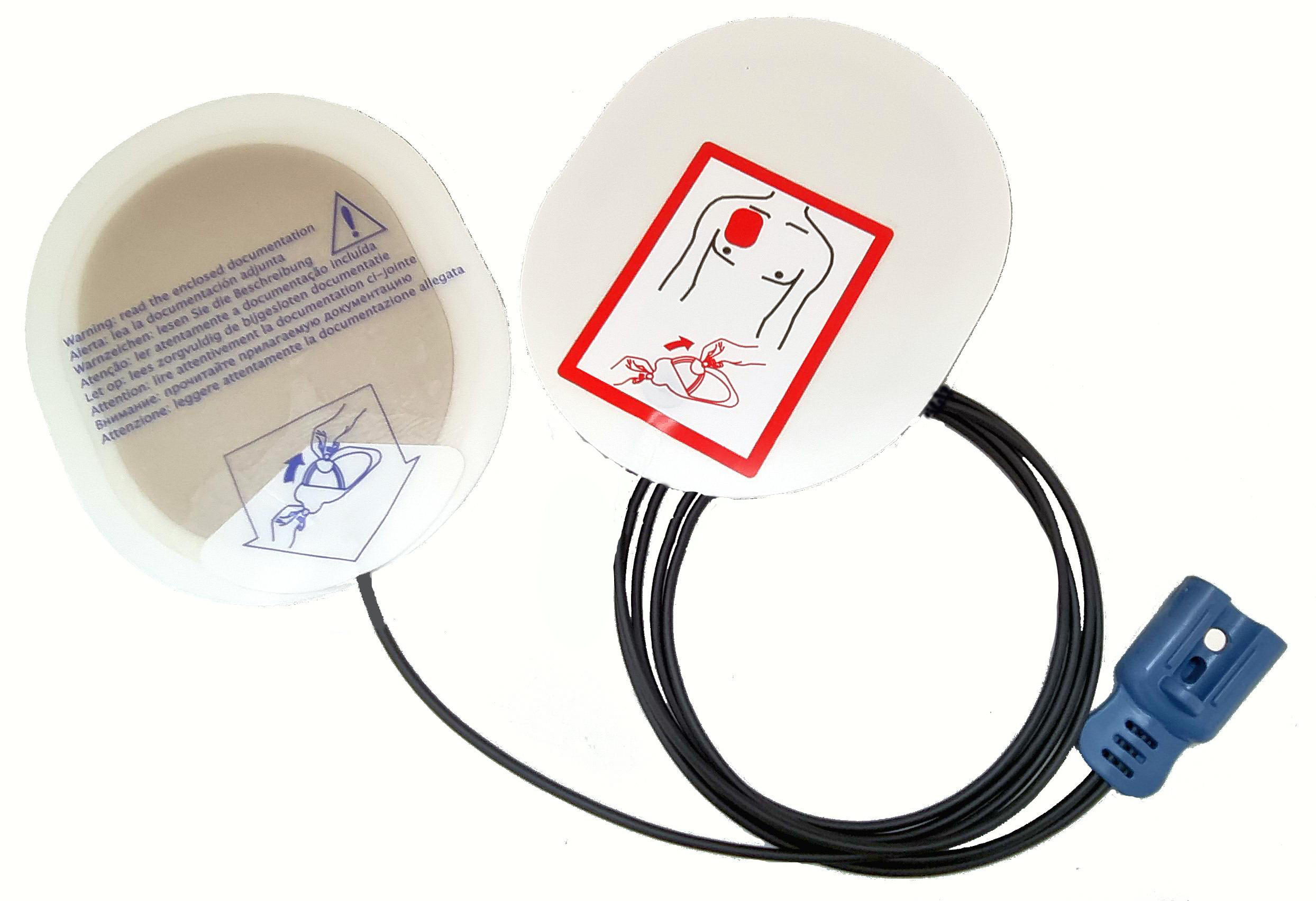 F7750W — Par de pads multifunción radiotransparentes para adulto con cable desmontable (lead-out), para dispositivos Philips